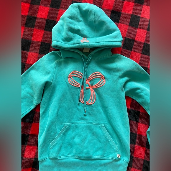 Girls TNA blue hoodie size small , one small Stain on arm but not much! - Picture 1 of 5